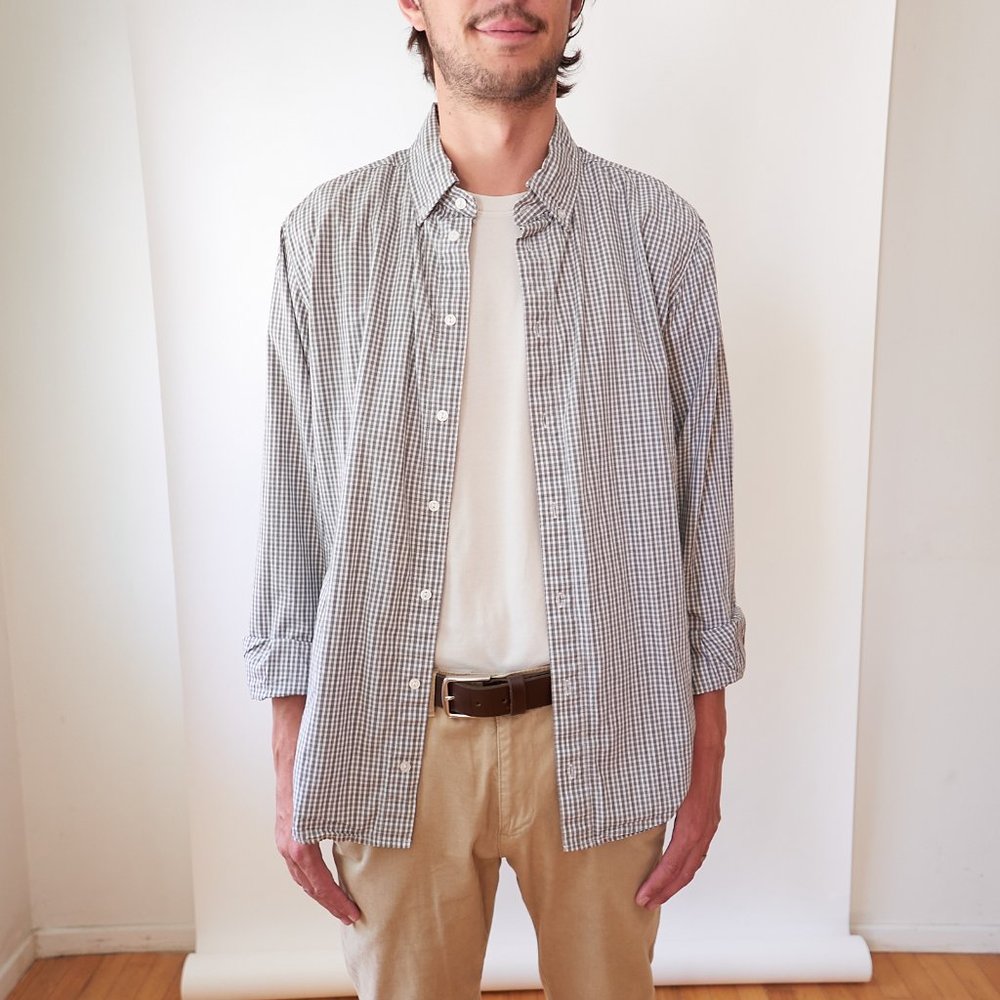 Gray & white checked American Apparel button-down